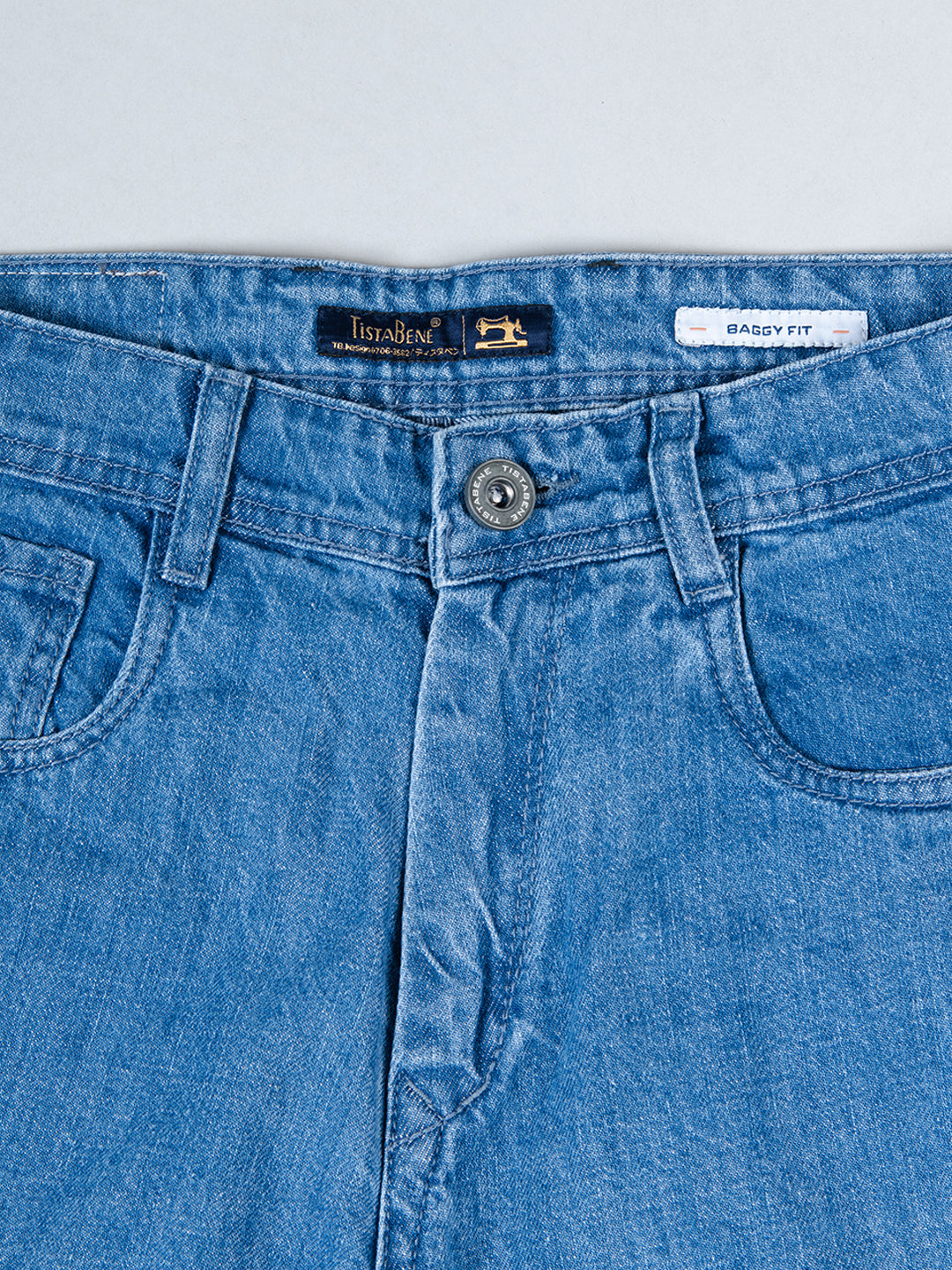 Blue Baggy-Fit Cargo Denim Jeans