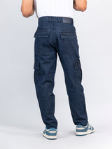 Dark Blue Baggy-Fit Cargo Denim Jeans