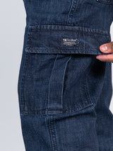 Dark Blue Baggy-Fit Cargo Denim Jeans