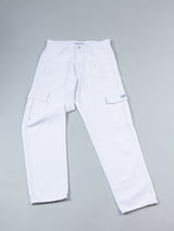 White Baggy-Fit Cargo Denim Jeans