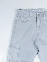 Light Grey Baggy-Fit Cargo Denim Jeans