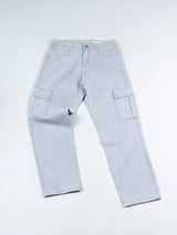 Light Grey Baggy-Fit Cargo Denim Jeans