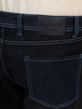 Dark Blue Colour Block Straight Fit Denim Jeans