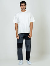 Black Colour Block Straight Fit Denim Jeans