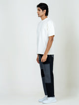 Black Colour Block Straight Fit Denim Jeans