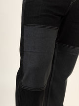 Black Colour Block Straight Fit Denim Jeans