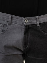 Grey Colour Block Straight Fit Denim Jeans