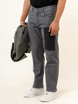 Grey Straight Fit Denim Jeans