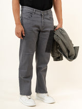 Grey Straight Fit Denim Jeans