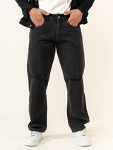 Dark Black Knee Cut Mens Jeans