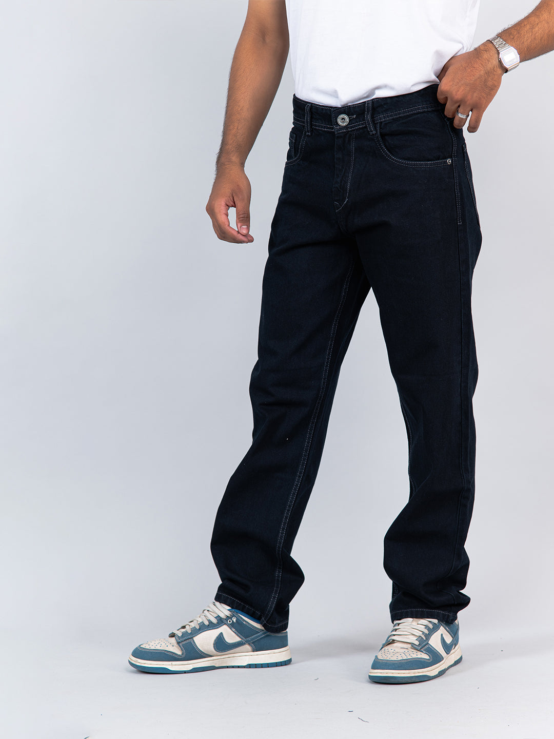 Navy Blue Straight Fit Mens Jeans