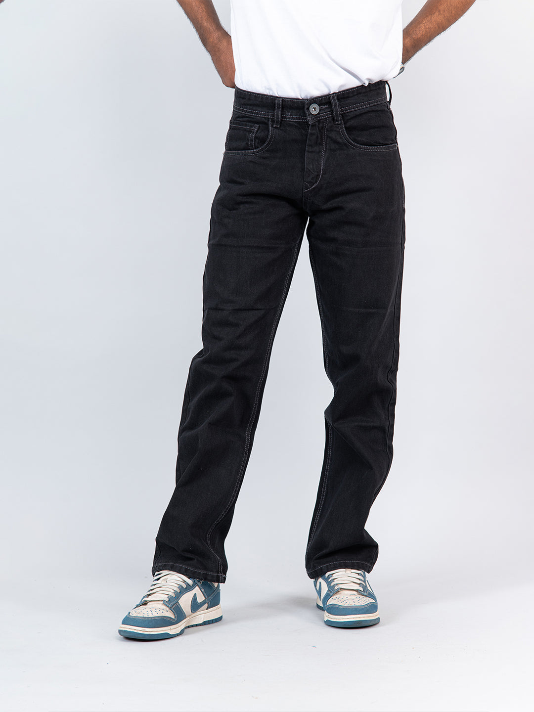 Dark Grey Straight Fit Mens Jeans