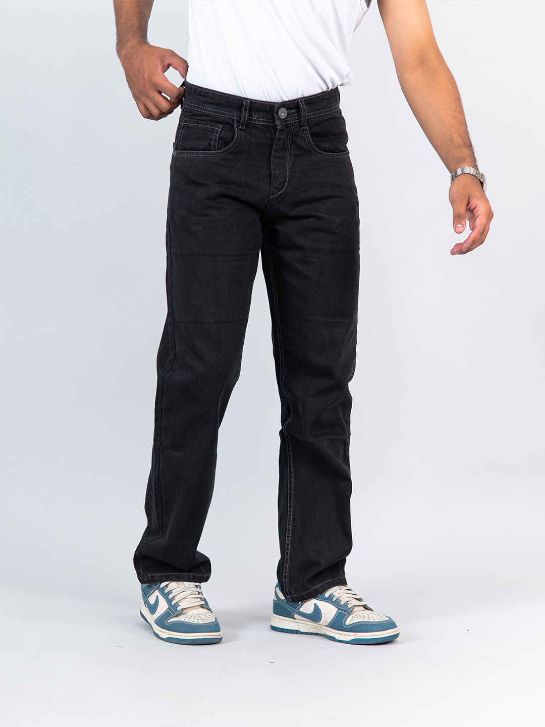 Dark Grey Straight Fit Mens Jeans