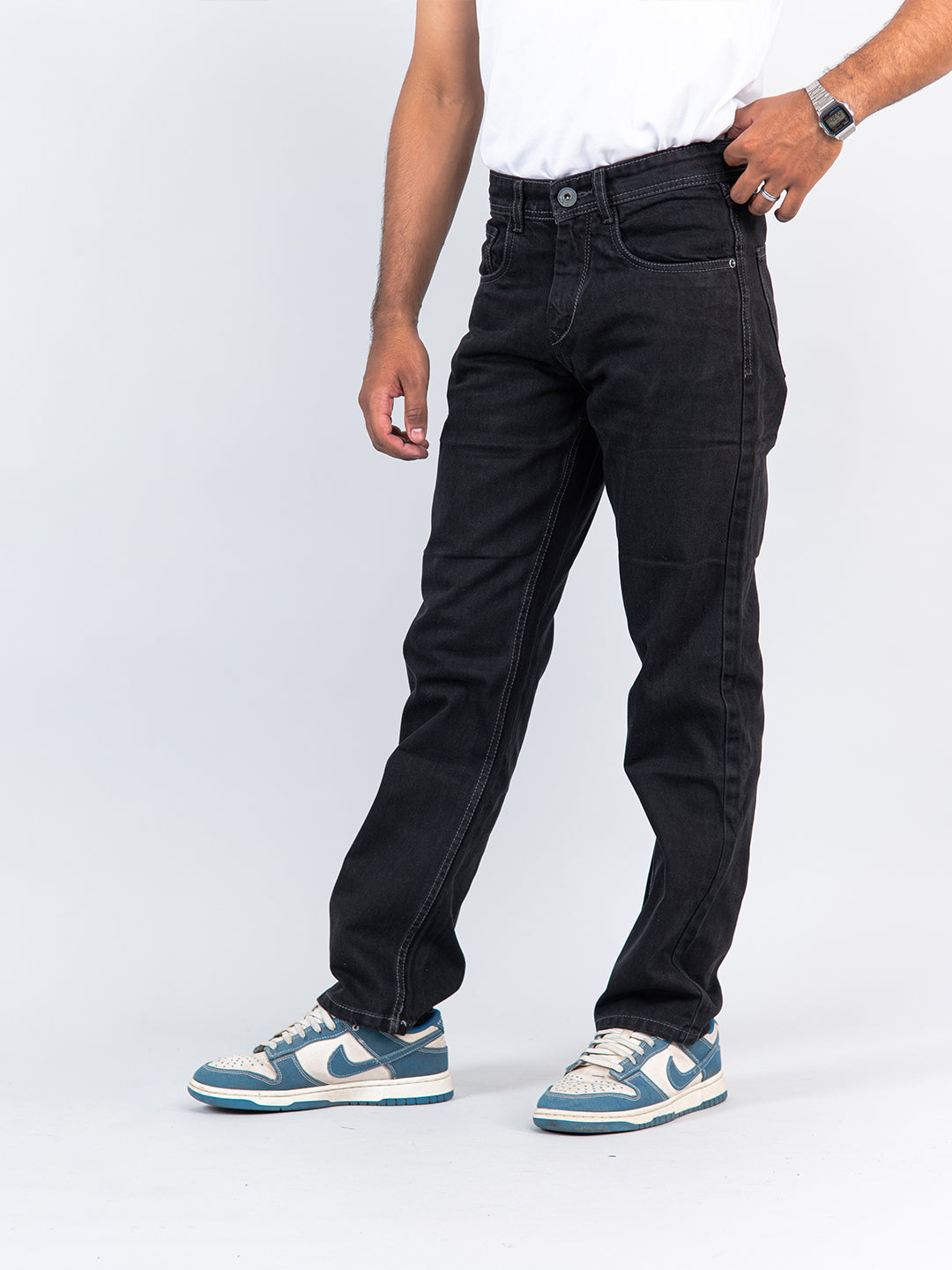 Dark Grey Straight Fit Mens Jeans