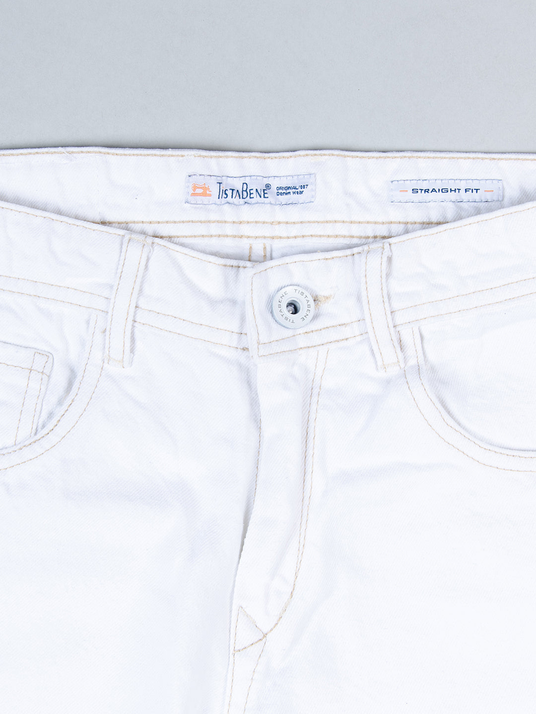 White Straight Fit Mens Jeans