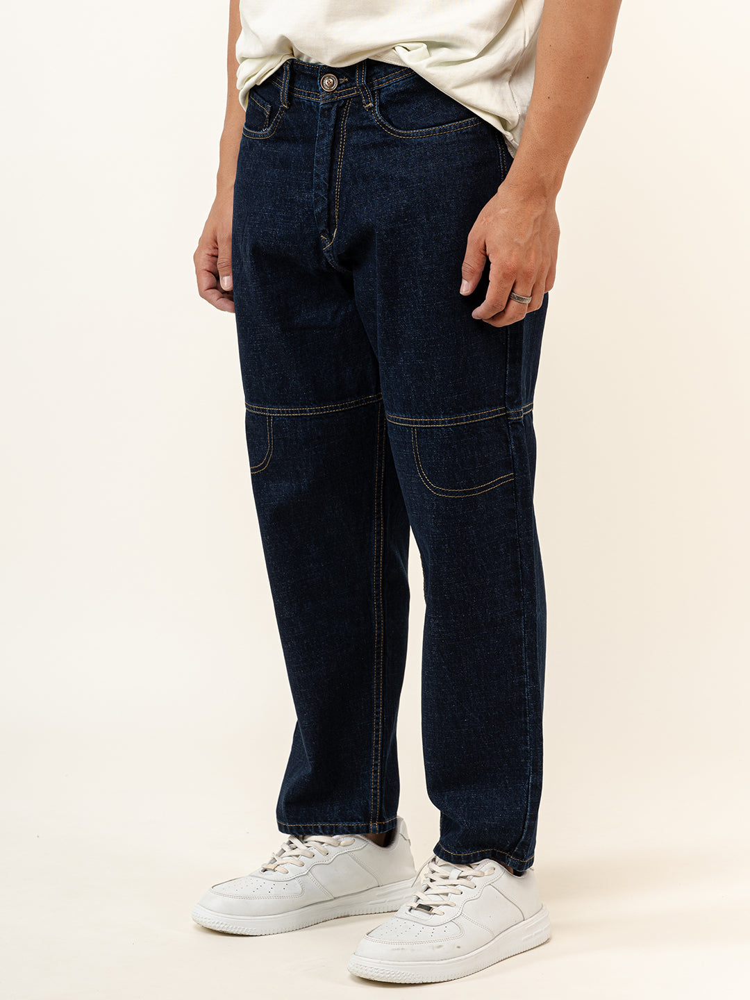 Navy Blue Baggy Fit Denim Jeans