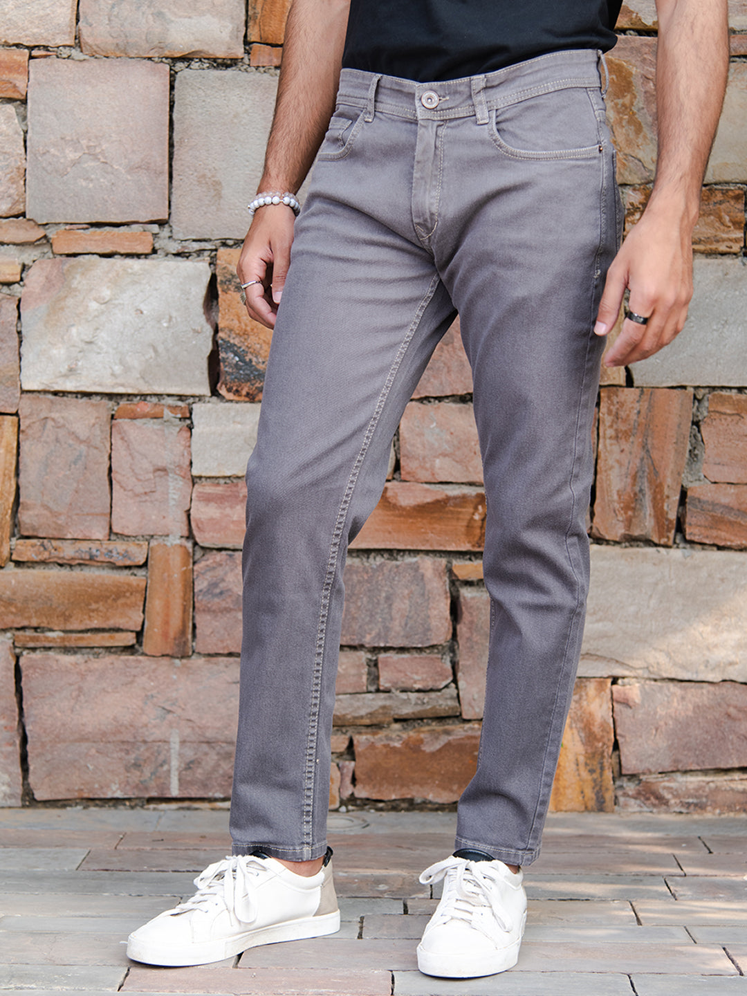 Stone Grey Ankle Fit Denim Jeans