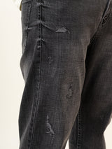 Smokey Grey Ripped Cropped Slim Fit Mens Jeans