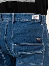 Blue Flared Straight Fit Denim Cargo