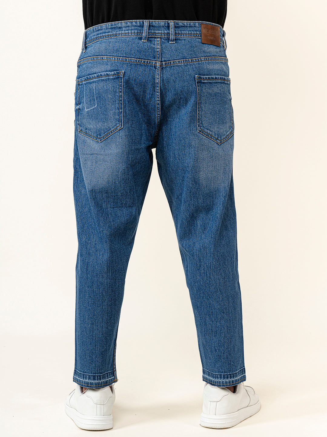 Blue Ripped Cropped Slim Fit Mens Jeans