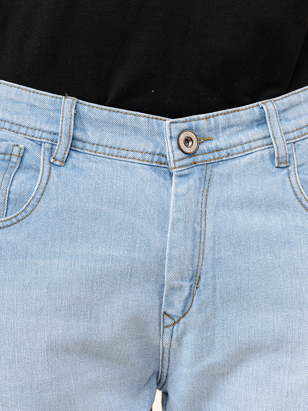 Ice Blue Ripped Cropped Slim Fit Mens Jeans