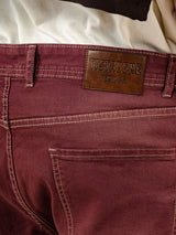 Maroon Ripped Cropped Slim Fit Mens Jeans