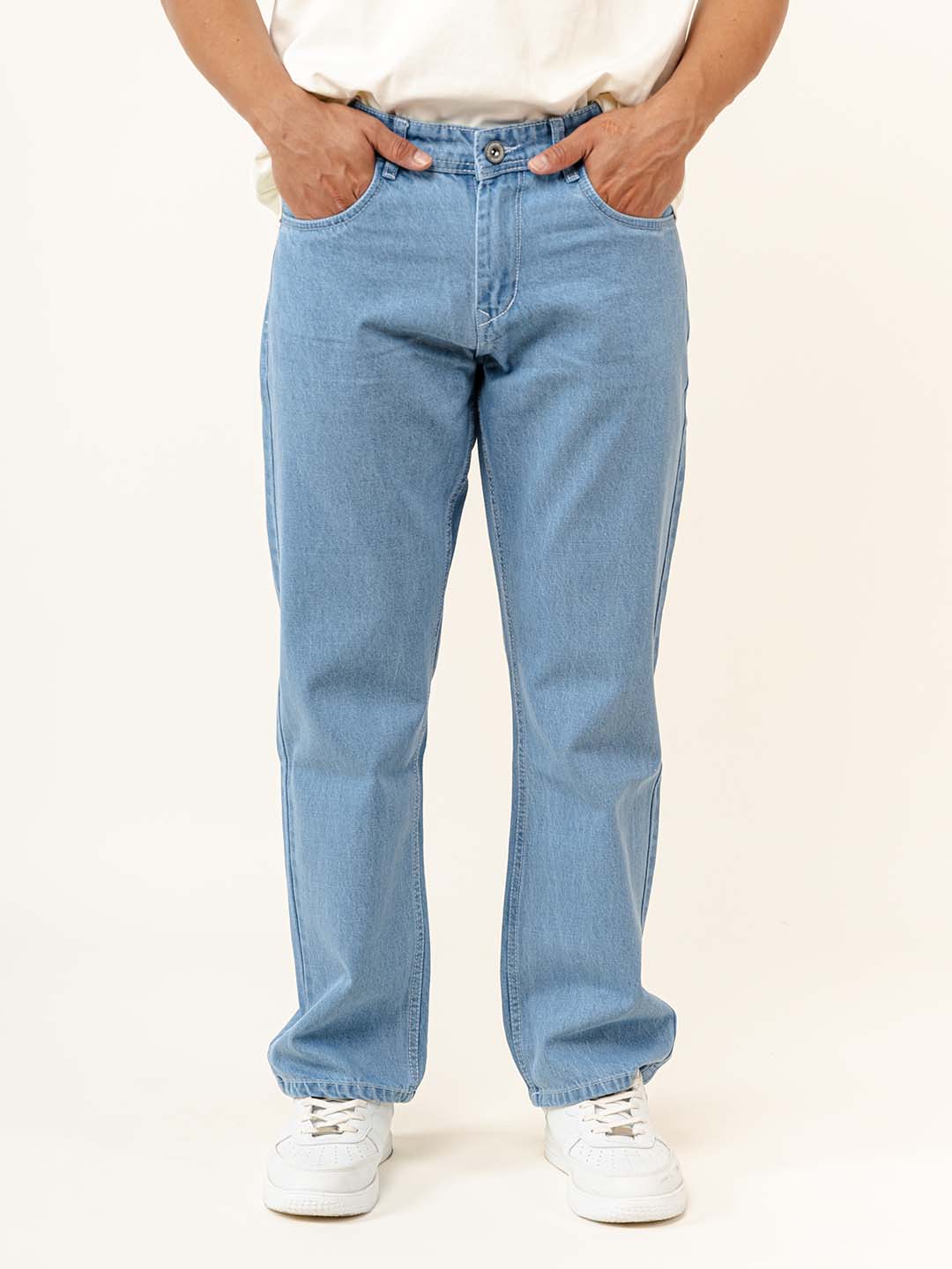 Light Blue Straight Fit Denim Jeans