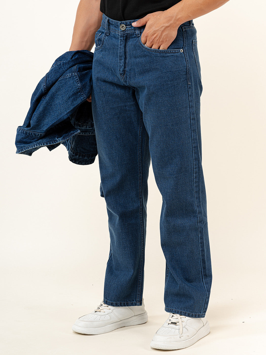 Dark Blue Straight Fit Denim Jeans