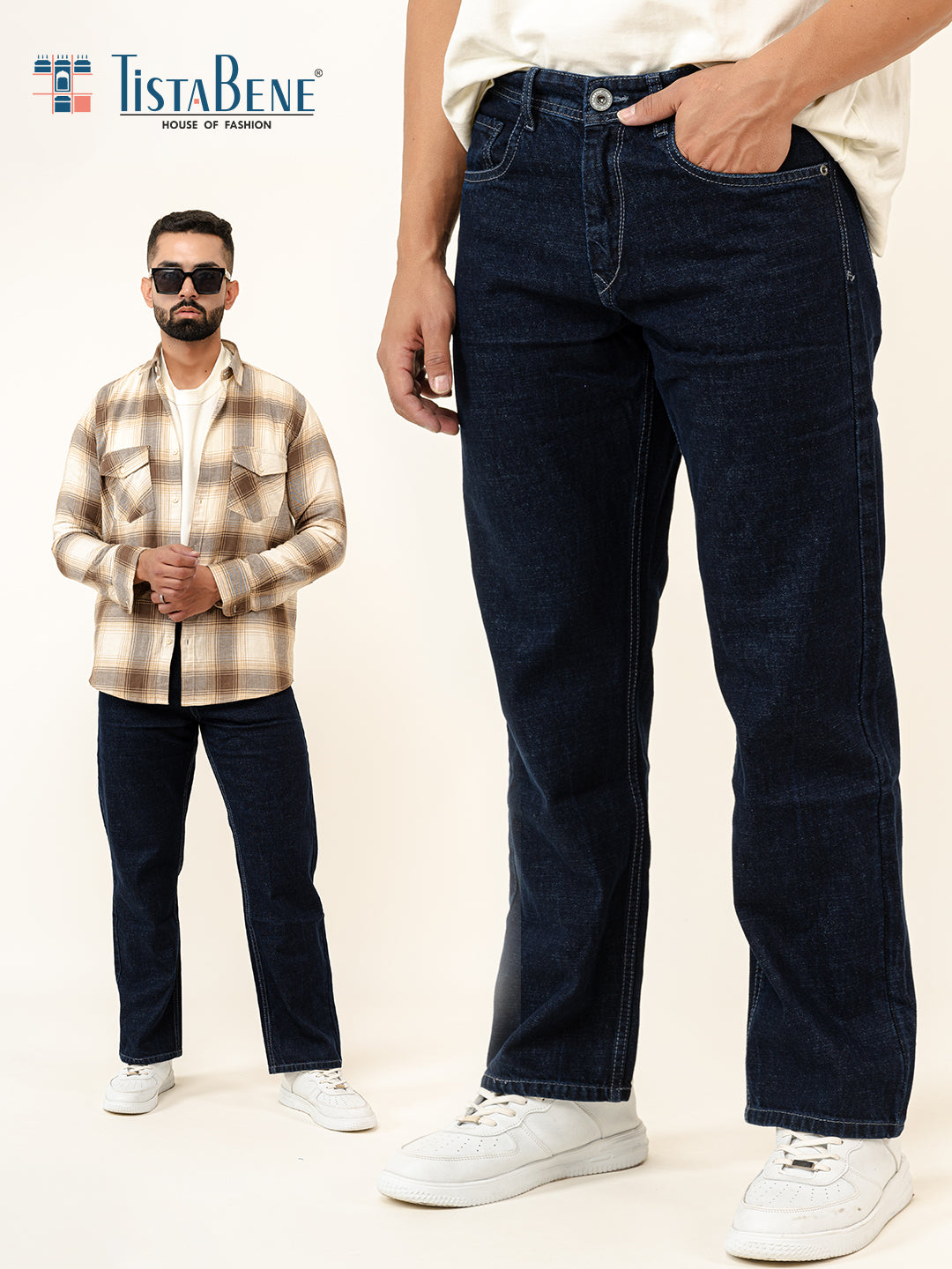 Navy Blue Straight Fit Denim Jeans