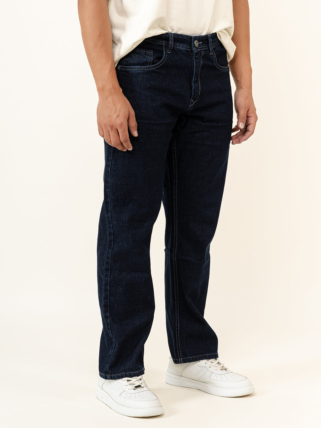 Navy Blue Straight Fit Denim Jeans