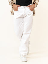 White Straight Fit Denim Jeans