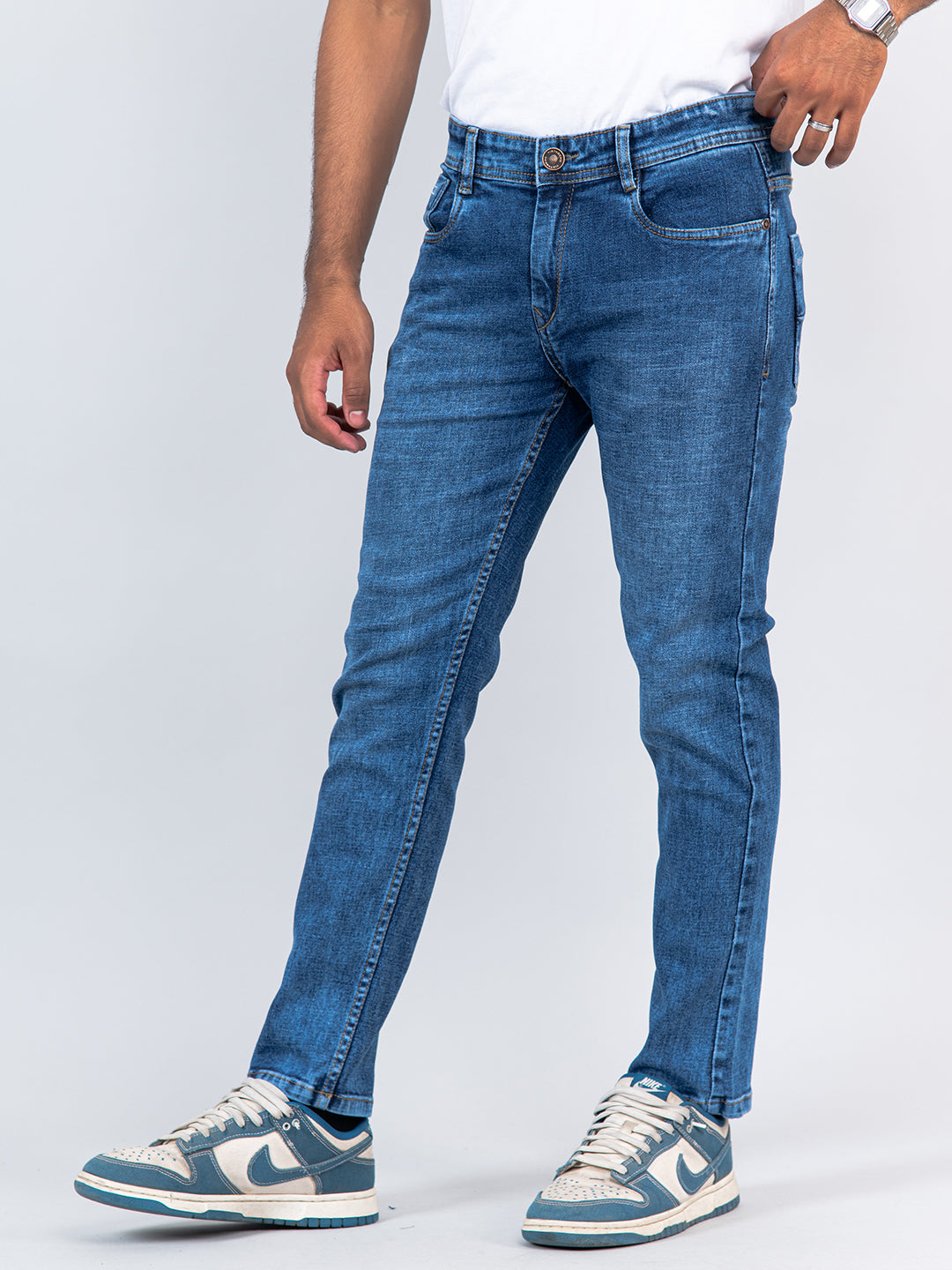 Blue Ankle Fit Denim Jeans