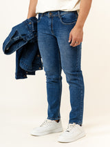 Blue Slim-Fit Ankle Length Mens Jeans