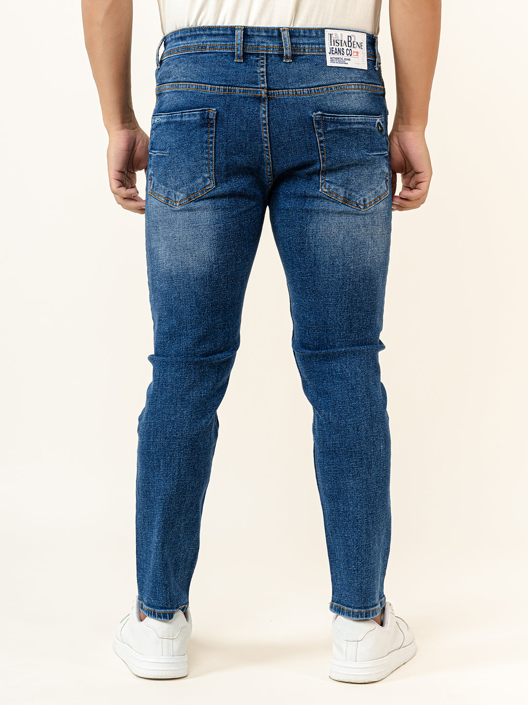 Blue Slim-Fit Ankle Length Mens Jeans