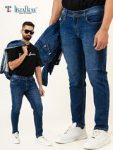 Blue Slim-Fit Ankle Length Mens Jeans