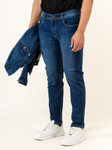 Blue Slim-Fit Ankle Length Mens Jeans