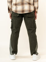 Olive Green Straight Fit Denim Cargo