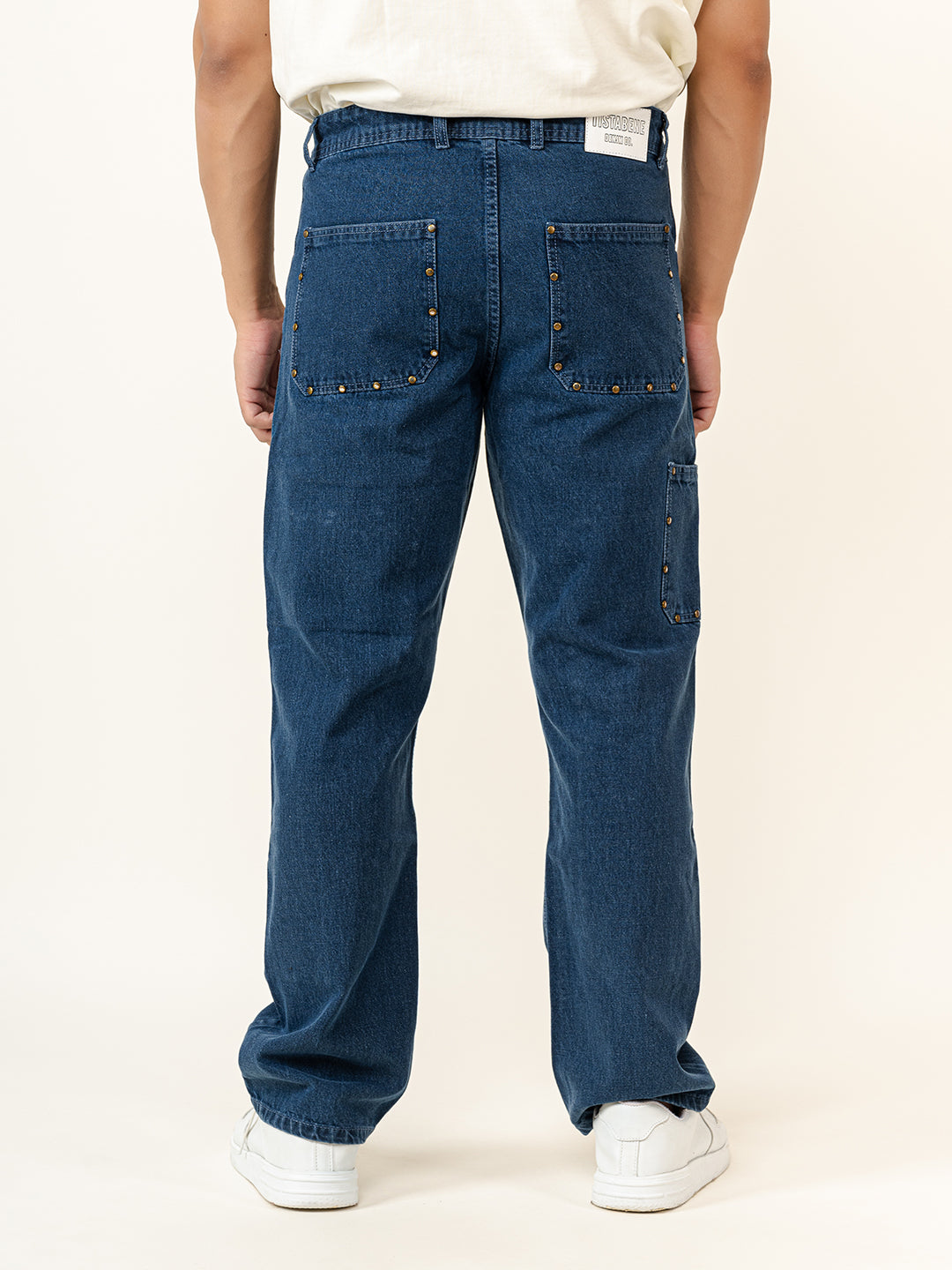 Blue Straight Fit Denim Cargo Men's Jeans