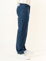 Blue Straight Fit Denim Cargo Men's Jeans