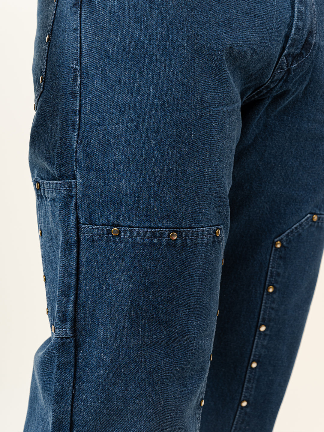 Blue Straight Fit Denim Cargo Men's Jeans