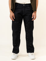 Dark Blue Straight Fit Denim Cargo