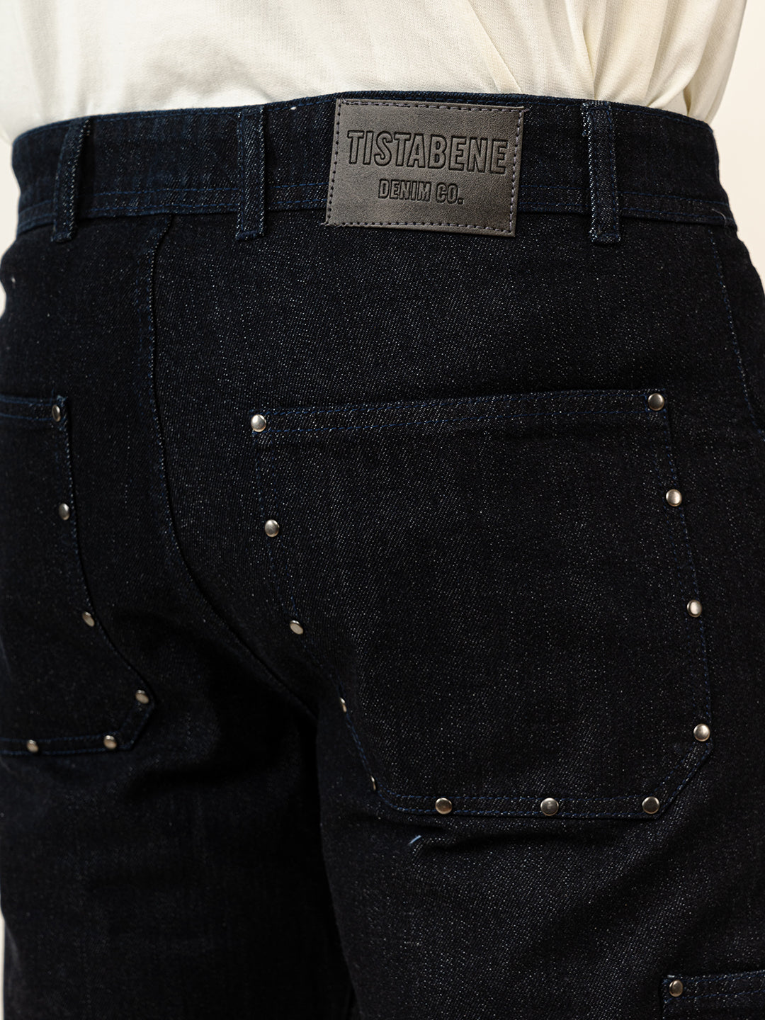 Dark Blue Straight Fit Denim Cargo