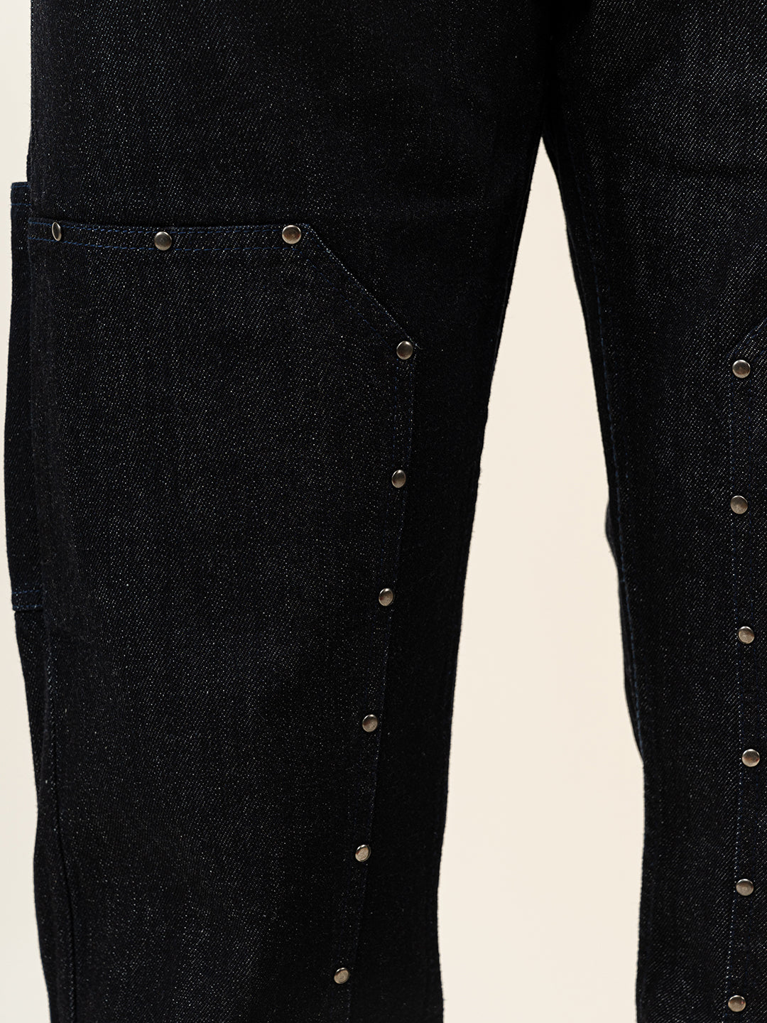 Dark Blue Straight Fit Denim Cargo