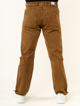 Camel Brown Straight Fit Side Zipper Denim Jeans