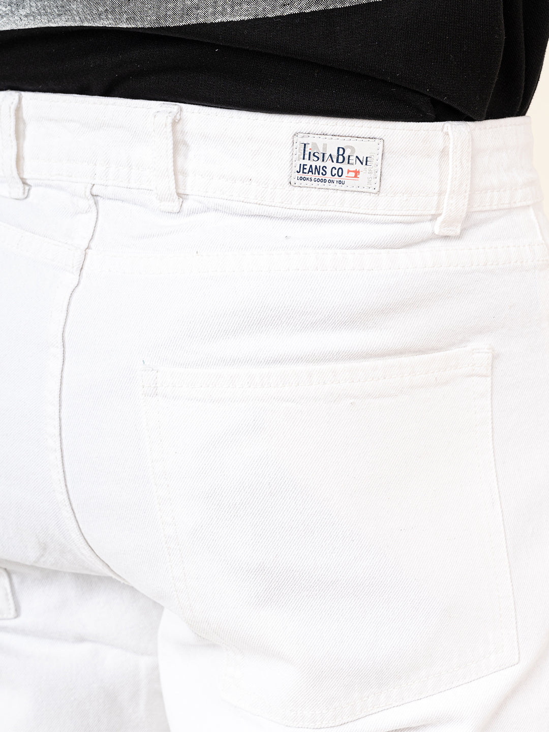 White Straight Fit Side Zipper  Denim Jeans