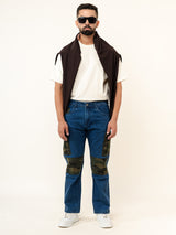 Dark Blue Straight Fit Denim Cargo