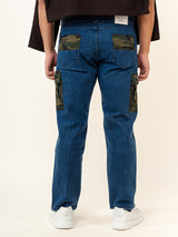 Dark Blue Straight Fit Denim Cargo