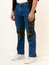 Dark Blue Straight Fit Denim Cargo