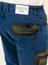 Dark Blue Straight Fit Denim Cargo