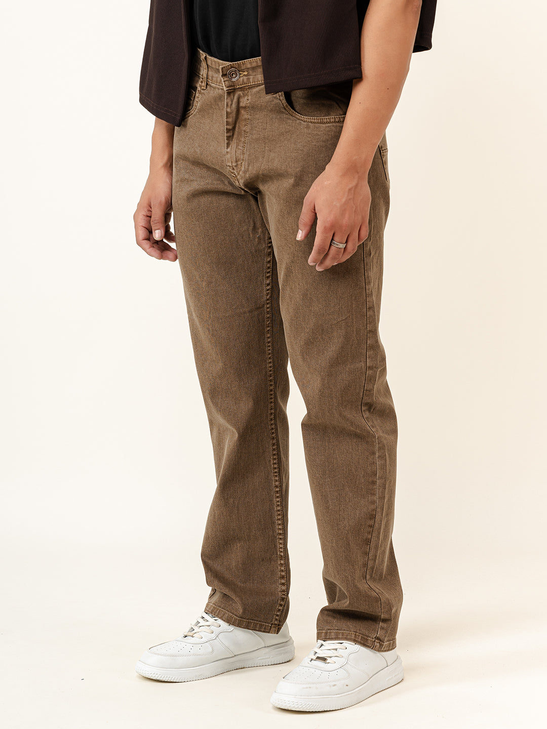 Camel Brown Straight Fit Men's Denim Jeans